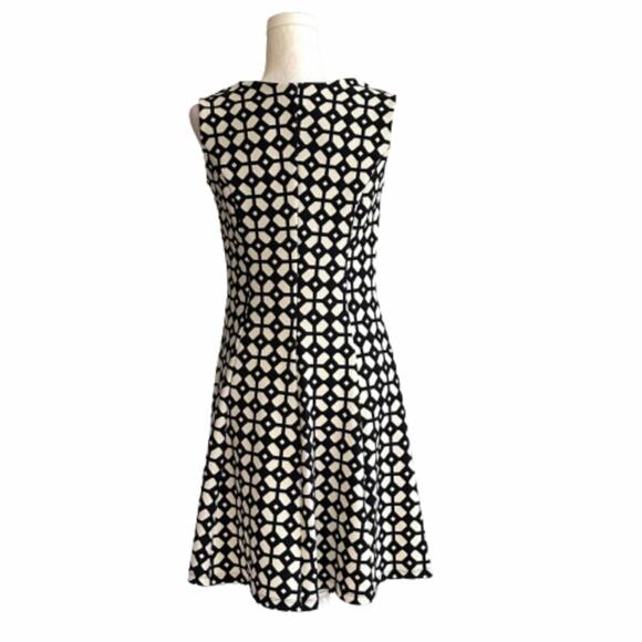 Enfocus Studio Navy White Geometric Print Sleeveless A-Line Dress Size 6 - Picture 5 of 11